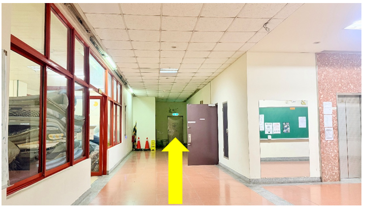 女二舍B棟電梯後方之垃圾回收處理間內部示意圖